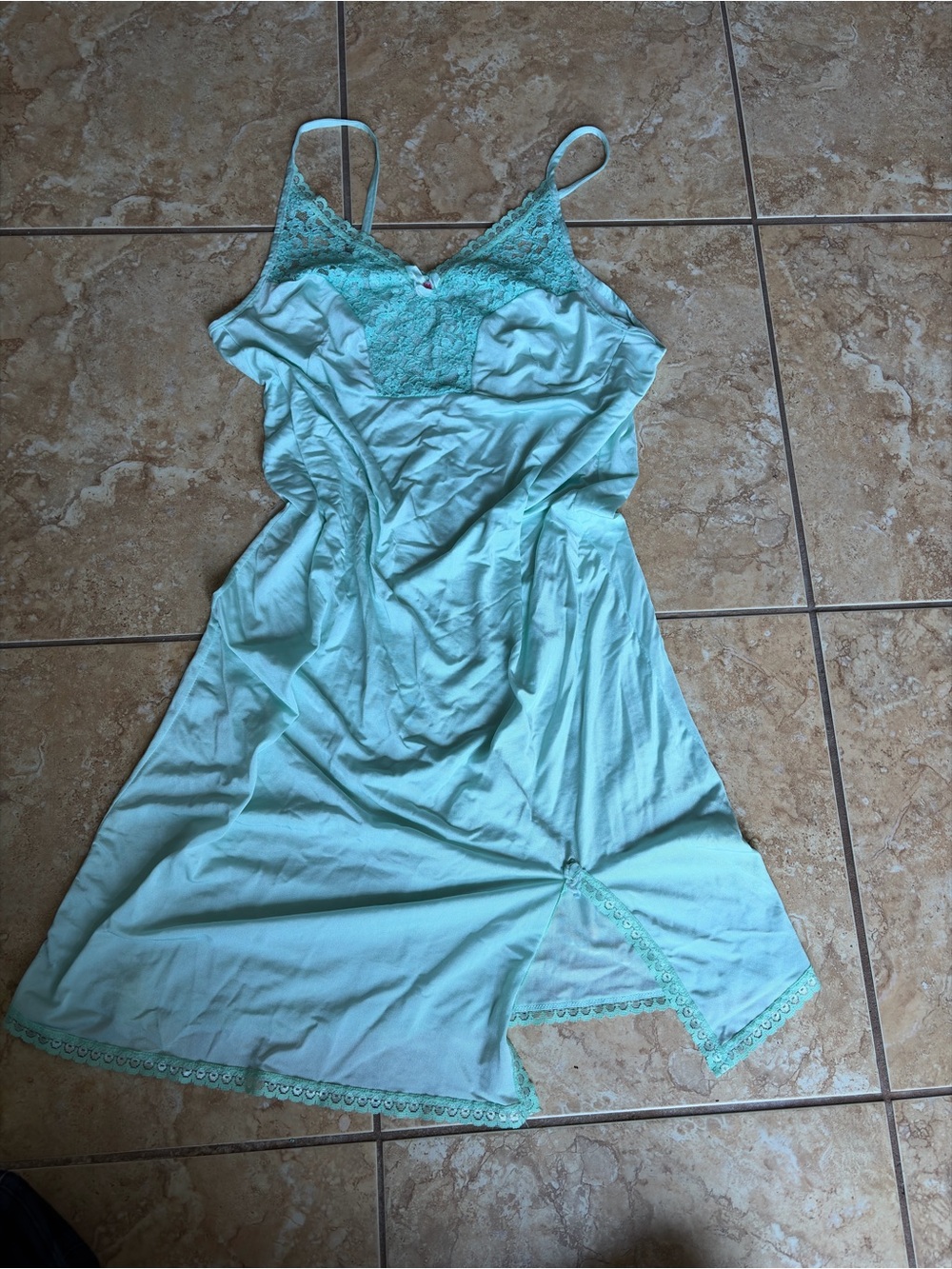 Women's Mint Lace-Trim Slip Nightdress